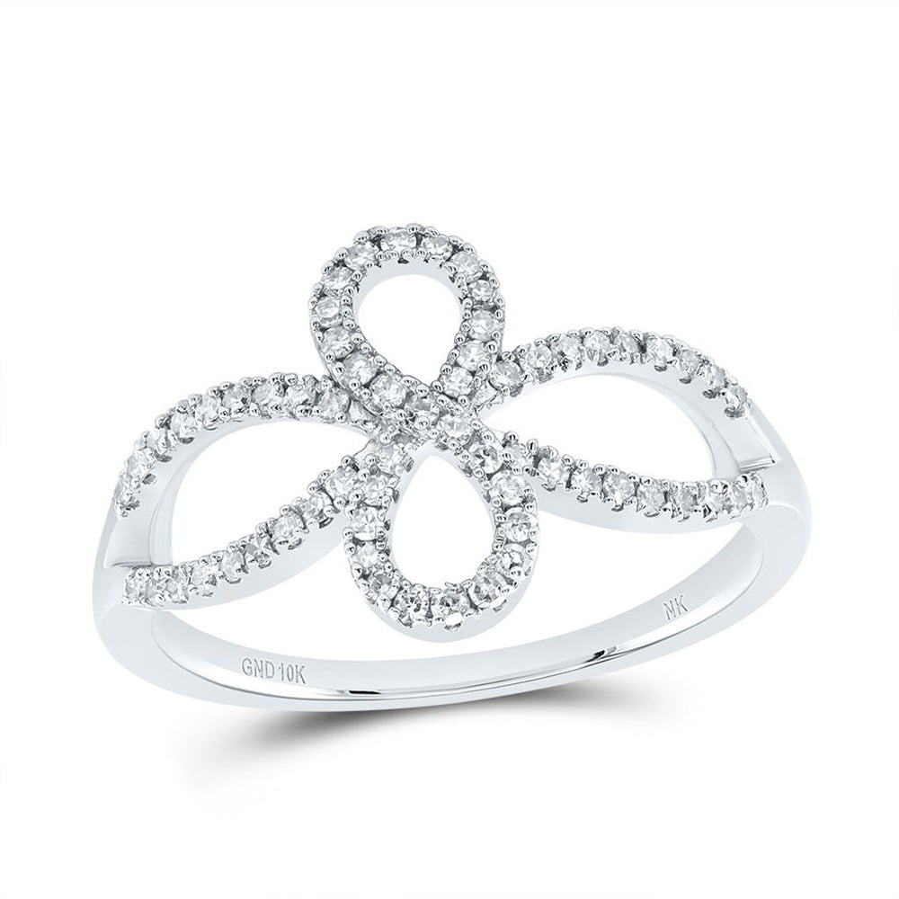 10K White Gold Natural Diamond Infinity Ring - 1/4 Carat Total Diamond Weight
