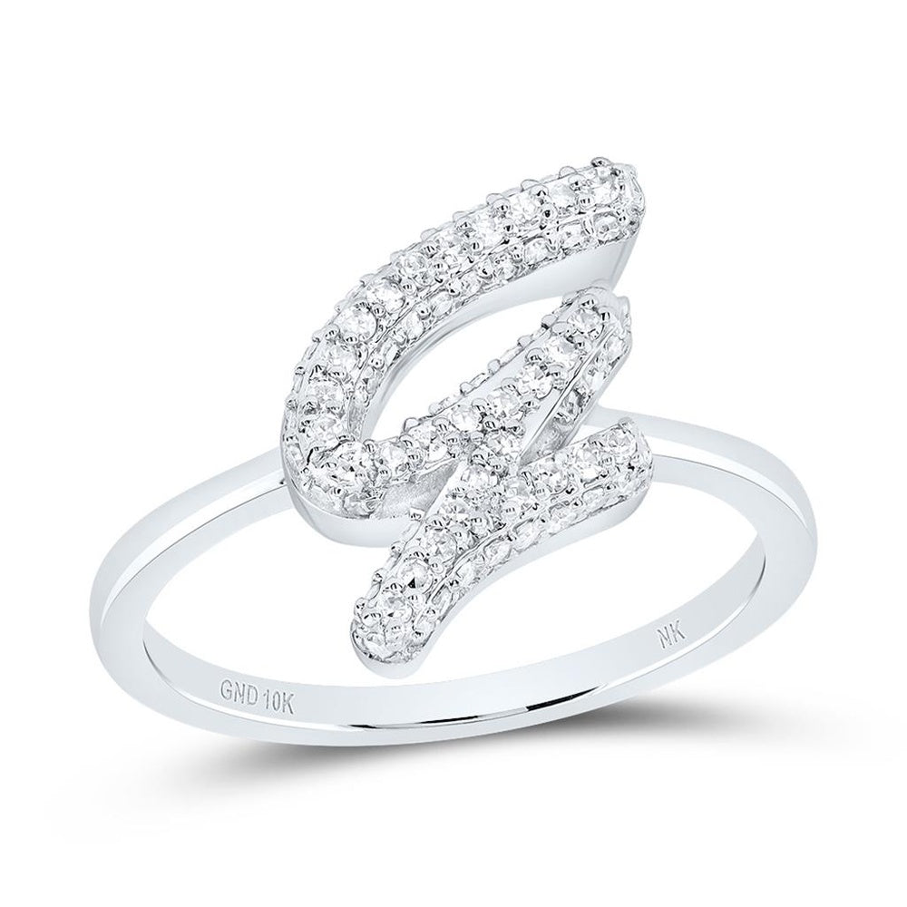 10K White Gold Natural Diamond Initial "G" Ring - 1/3 Carat Total Diamond Weight