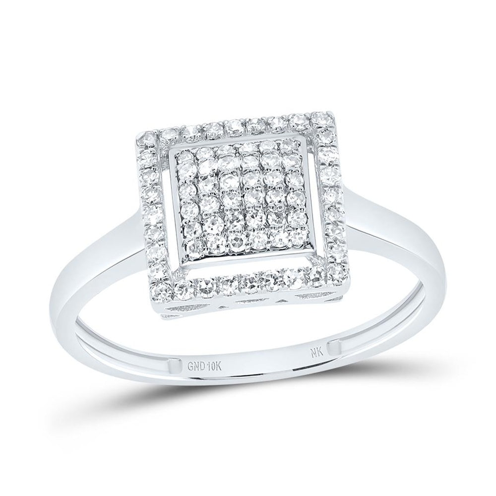 10K White Gold Natural Diamond Square Ring - 1/4 Carat Total Diamond Weight