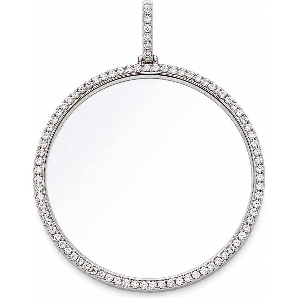 10K White Gold Open Circle Pendant with Shared-Prong Set Round Diamonds - 0.96 Carat Total Diamond Weight by Auriventus