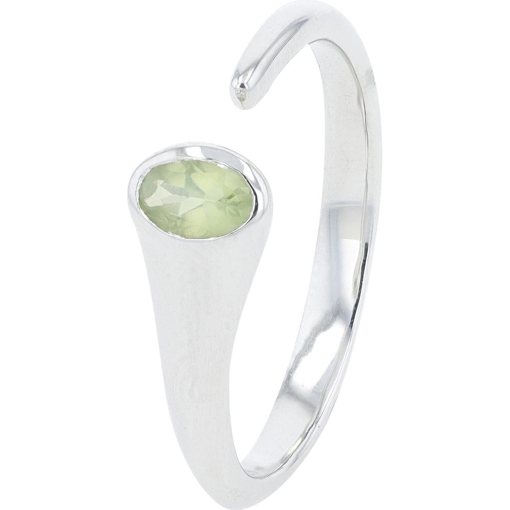 10K White Gold Open Cuff Ring with Bezel-Set Peridot - 1/4 Carats Total Gemstone Weight