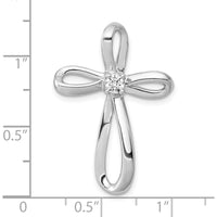 10K White Gold Open Loop Cross Pendant with 1/6 Carat Round Diamond Center by Oro Pregiato