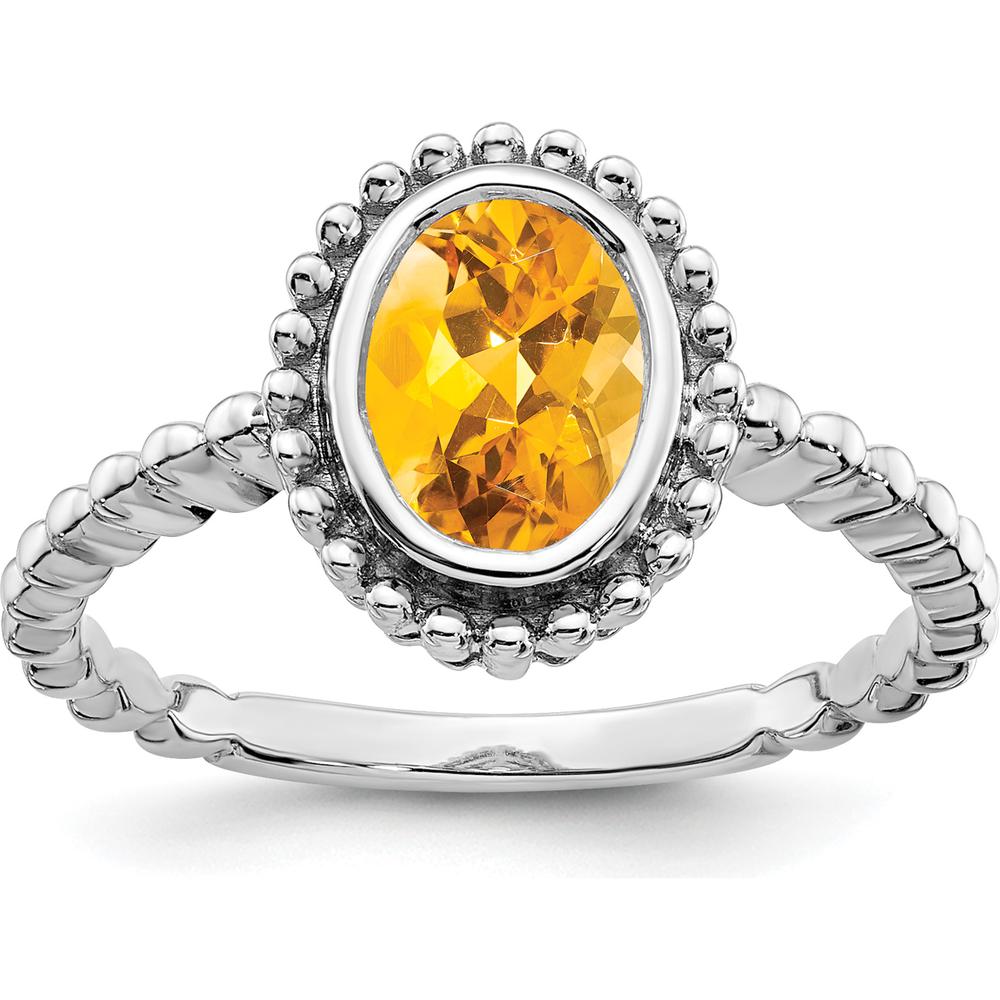 10K White Gold Oval Citrine Ring - 1.0 Carat Total Gemstone Weight by 0