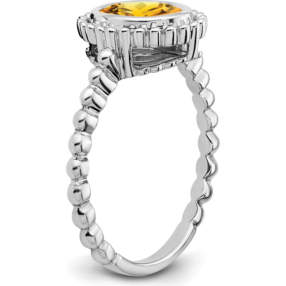10K White Gold Oval Citrine Ring - 1.0 Carat Total Gemstone Weight by 0