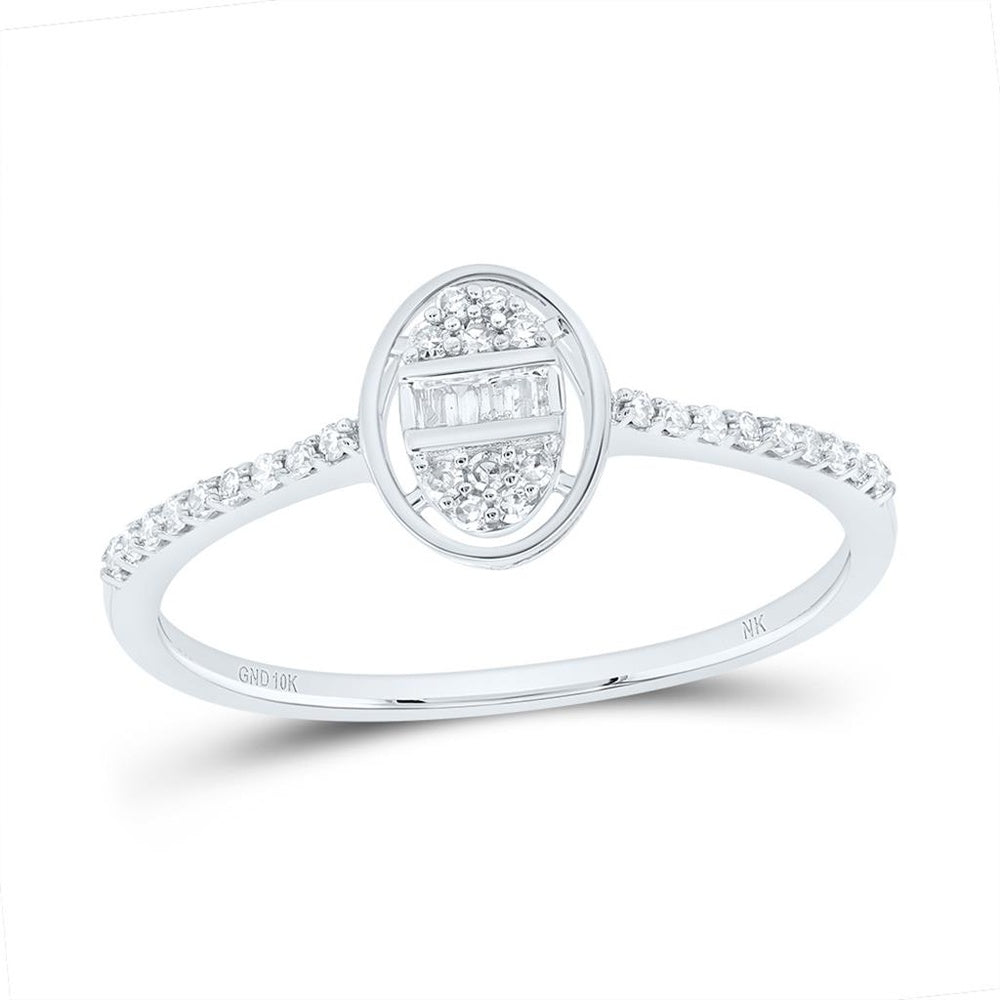 10K White Gold Oval Diamond Ring - 1/7 Carat Total Diamond Weight