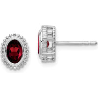 10K White Gold Oval Garnet Stud Earrings - 1.2 Carat Total Garnet Weight by Monteluci Fine Jewelry