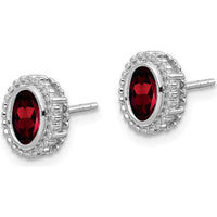 10K White Gold Oval Garnet Stud Earrings - 1.2 Carat Total Garnet Weight by Monteluci Fine Jewelry
