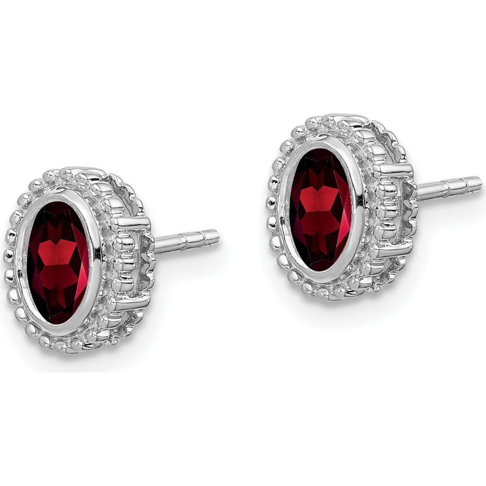 10K White Gold Oval Garnet Stud Earrings - 1.2 Carat Total Garnet Weight by Monteluci Fine Jewelry