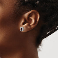 10K White Gold Oval Garnet Stud Earrings - 1.2 Carat Total Garnet Weight by Monteluci Fine Jewelry