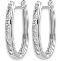10K White Gold Oval Hinged Hoop Earrings with 0.25 Carat Total Diamond Weight by Oro Pregiato