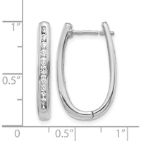 10K White Gold Oval Hinged Hoop Earrings with 0.25 Carat Total Diamond Weight by Oro Pregiato