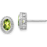 10K White Gold Oval Peridot Stud Earrings - 0.45 Carat Total Gem Weight by Monteluci Fine Jewelry