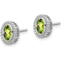 10K White Gold Oval Peridot Stud Earrings - 0.45 Carat Total Gem Weight by Monteluci Fine Jewelry