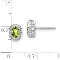 10K White Gold Oval Peridot Stud Earrings - 0.45 Carat Total Gem Weight by Monteluci Fine Jewelry
