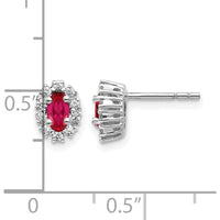 10K White Gold Oval Ruby and Diamond Halo Button Earrings - 0.33 Carat Ruby Total Weight, 0.20 Carat Diamond Total Weight by Monteluci Fine Jewelry