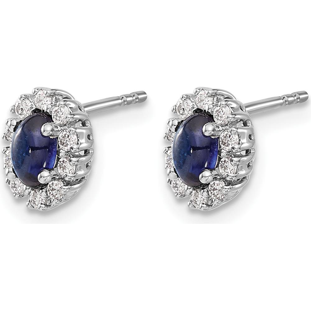 10K White Gold Oval Sapphire and Round Diamond Halo Earrings - 0.33 Carat Total Sapphire Weight, 0.01 Carat Total Diamond Weight by Monteluci Fine Jewelry