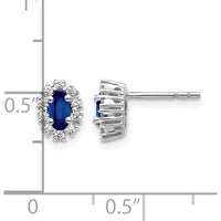10K White Gold Oval Sapphire and Round Diamond Halo Earrings - 0.33 Carat Total Sapphire Weight, 0.01 Carat Total Diamond Weight by Monteluci Fine Jewelry