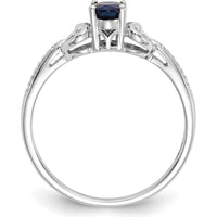 10K White Gold Oval Sapphire and Round Diamond Ring - 0.6 Carat Sapphire, 0.01 Carat Total Diamond Weight
