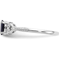 10K White Gold Oval Sapphire and Round Diamond Ring - 0.6 Carat Sapphire, 0.01 Carat Total Diamond Weight
