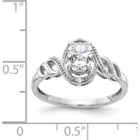 10K White Gold Oval White Topaz and Round Diamond Ring - 0.71 Carat Total Weight