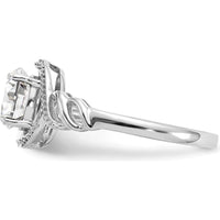 10K White Gold Oval White Topaz and Round Diamond Ring - 0.71 Carat Total Weight