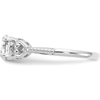 10K White Gold Oval White Topaz and Round Diamond Ring with Prong Set Stones - 0.55 Carat Topaz, 0.01 Carat Total Diamond Weight