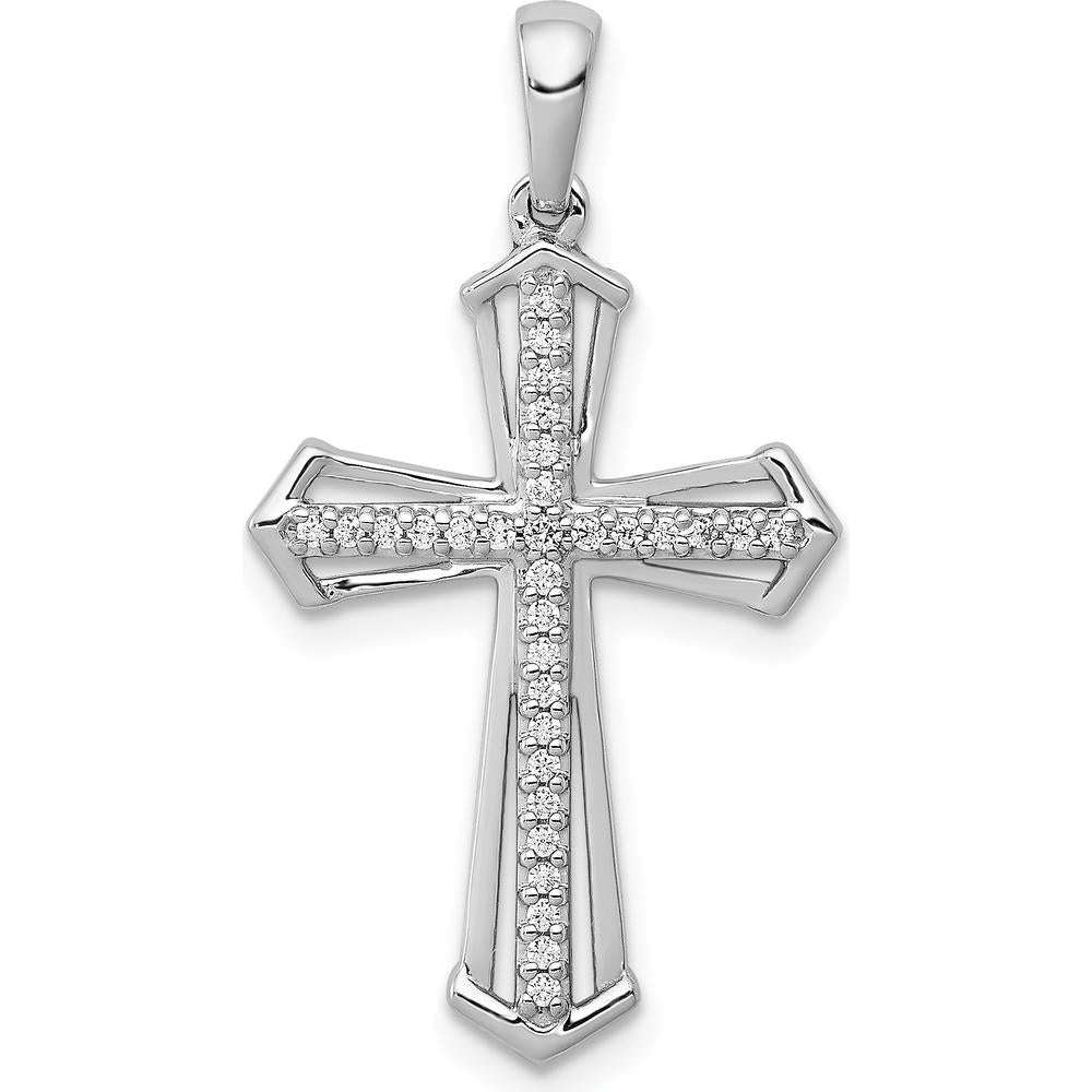 10K White Gold Passion Cross Pendant with 1/8 Carat Diamonds by Oro Pregiato
