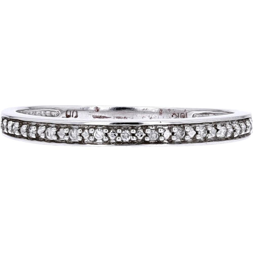 10K White Gold Pave Diamond Wedding Band - 0.04 Carat Total Diamond Weight