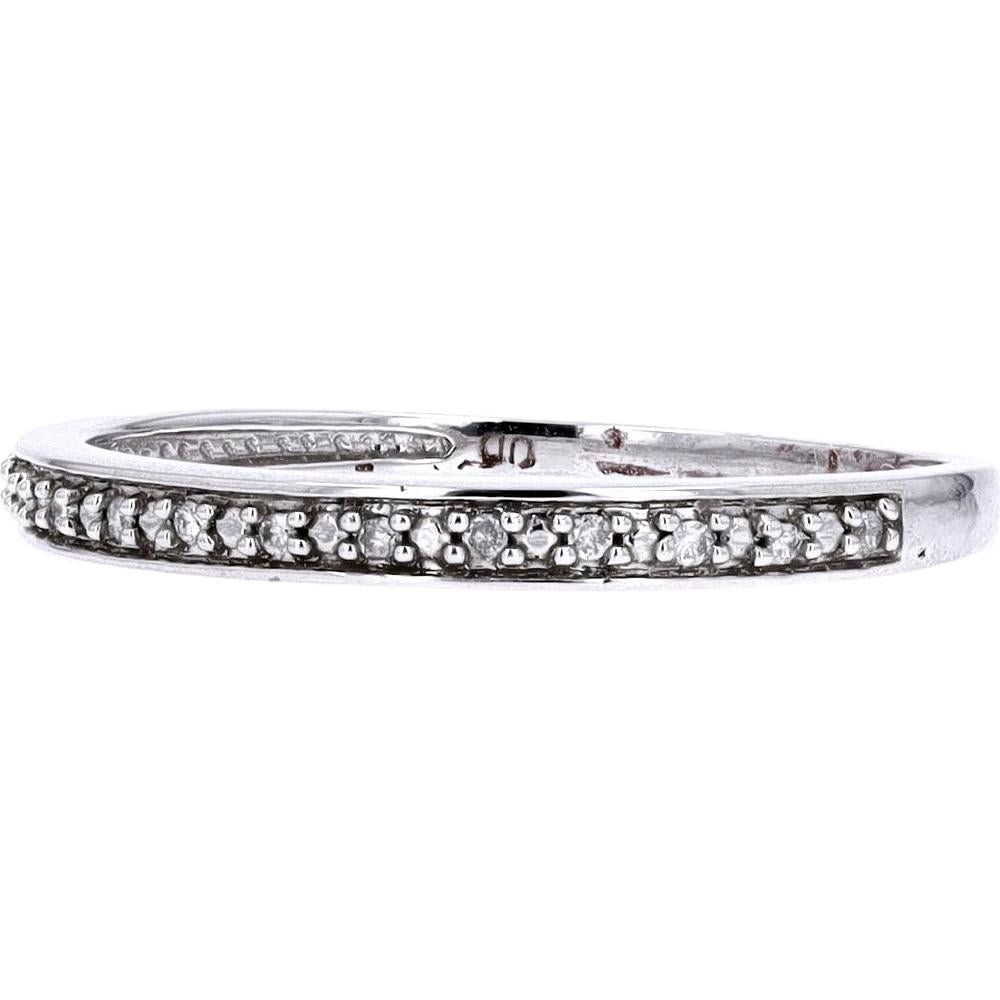 10K White Gold Pave Diamond Wedding Band - 0.04 Carat Total Diamond Weight