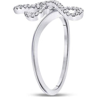10K White Gold Pavé-Set Round Diamond Treble Clef Motif Ring - 0.16 Carat Total Diamond Weight