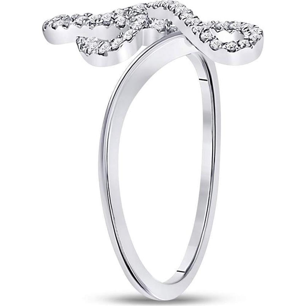 10K White Gold Pavé-Set Round Diamond Treble Clef Motif Ring - 0.16 Carat Total Diamond Weight