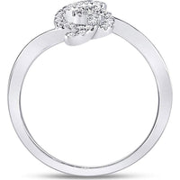 10K White Gold Pavé-Set Round Diamond Treble Clef Motif Ring - 0.16 Carat Total Diamond Weight