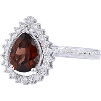 10K White Gold Pear Cut Gemstone Ring with Diamond Accents - 1.25 Carat Gemstone Weight - 0.20 Carat Diamond Weight