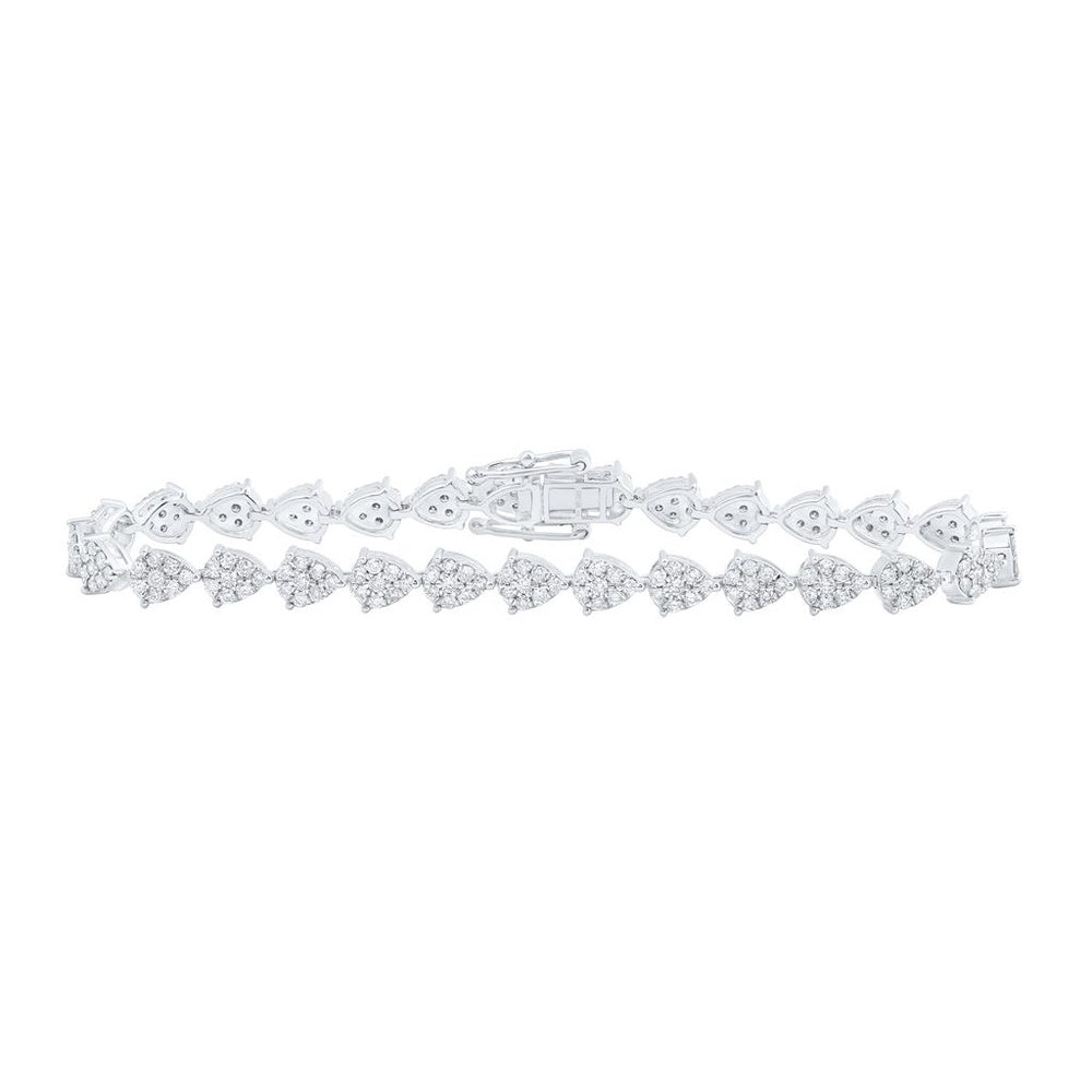 10K White Gold Pear Diamond 7-Inch Bracelet - 2 3/8 Carat Total Diamond Weight