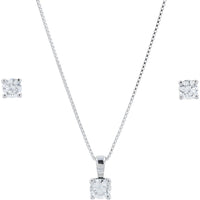 10K White Gold Pendant Necklace and Stud Earring Set with Round Lab-Grown Diamonds - 0.50 Carat Total Diamond Weight