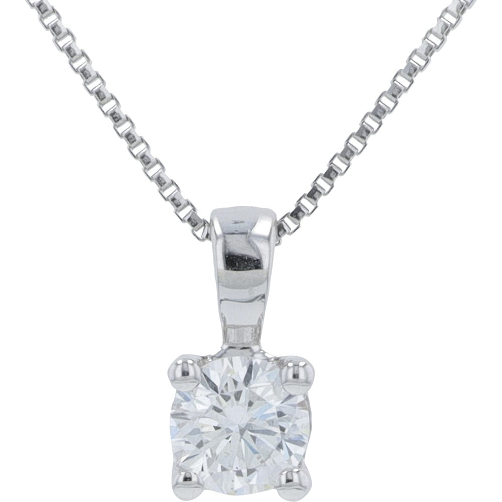 10K White Gold Pendant Necklace and Stud Earring Set with Round Lab-Grown Diamonds - 0.50 Carat Total Diamond Weight