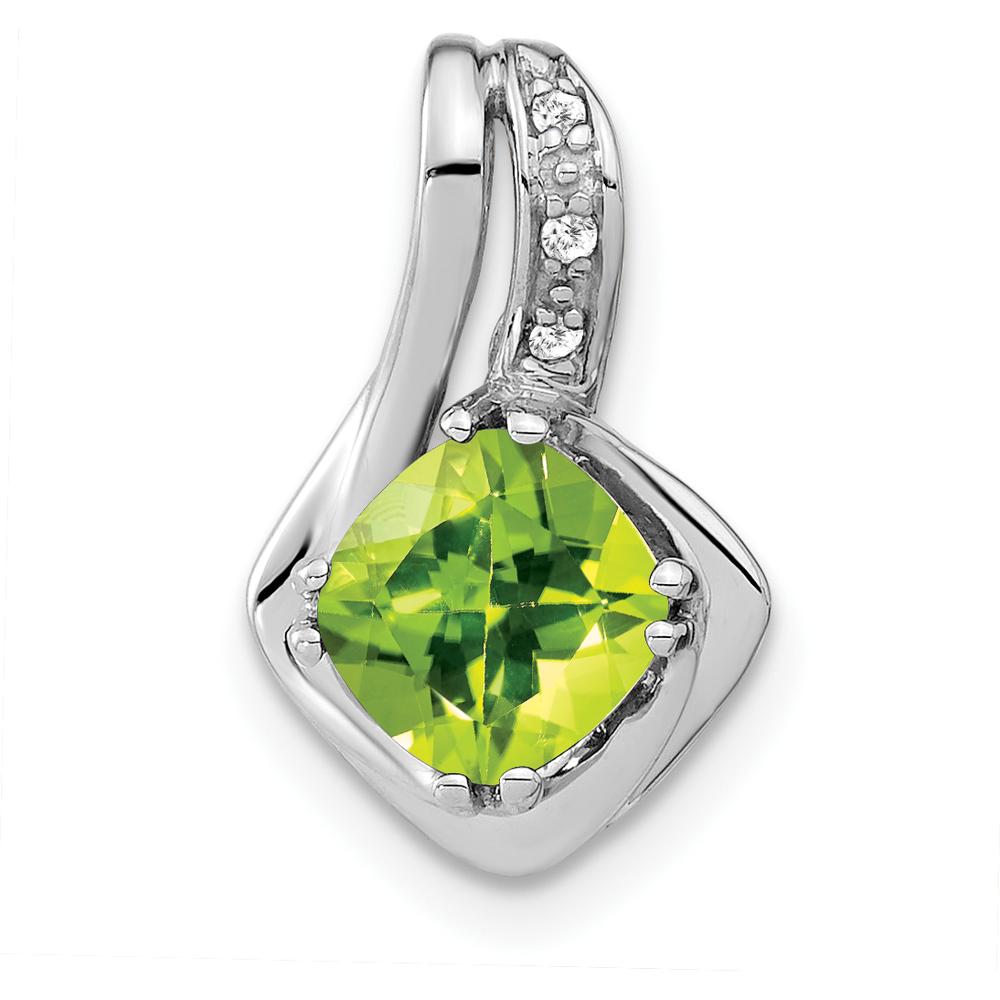 10K White Gold Peridot and Diamond Pendant - 1.3 Carat Total Gemstone Weight by Lumare Gioia