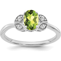10K White Gold Peridot and Diamond Ring - 0.725 Carat Peridot, 0.06 Carat Total Diamond Weight by 0