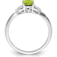 10K White Gold Peridot and Diamond Ring - 0.725 Carat Peridot, 0.06 Carat Total Diamond Weight by 0