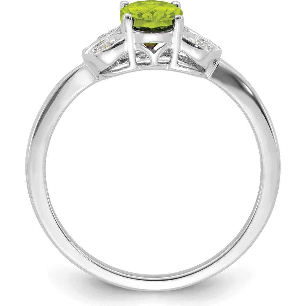 10K White Gold Peridot and Diamond Ring - 0.725 Carat Peridot, 0.06 Carat Total Diamond Weight by 0