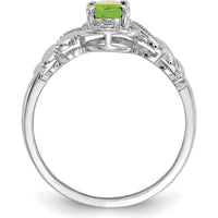 10K White Gold Peridot and Diamond Ring - 0.93 Carat Peridot, 0.02 Carat Total Diamond Weight