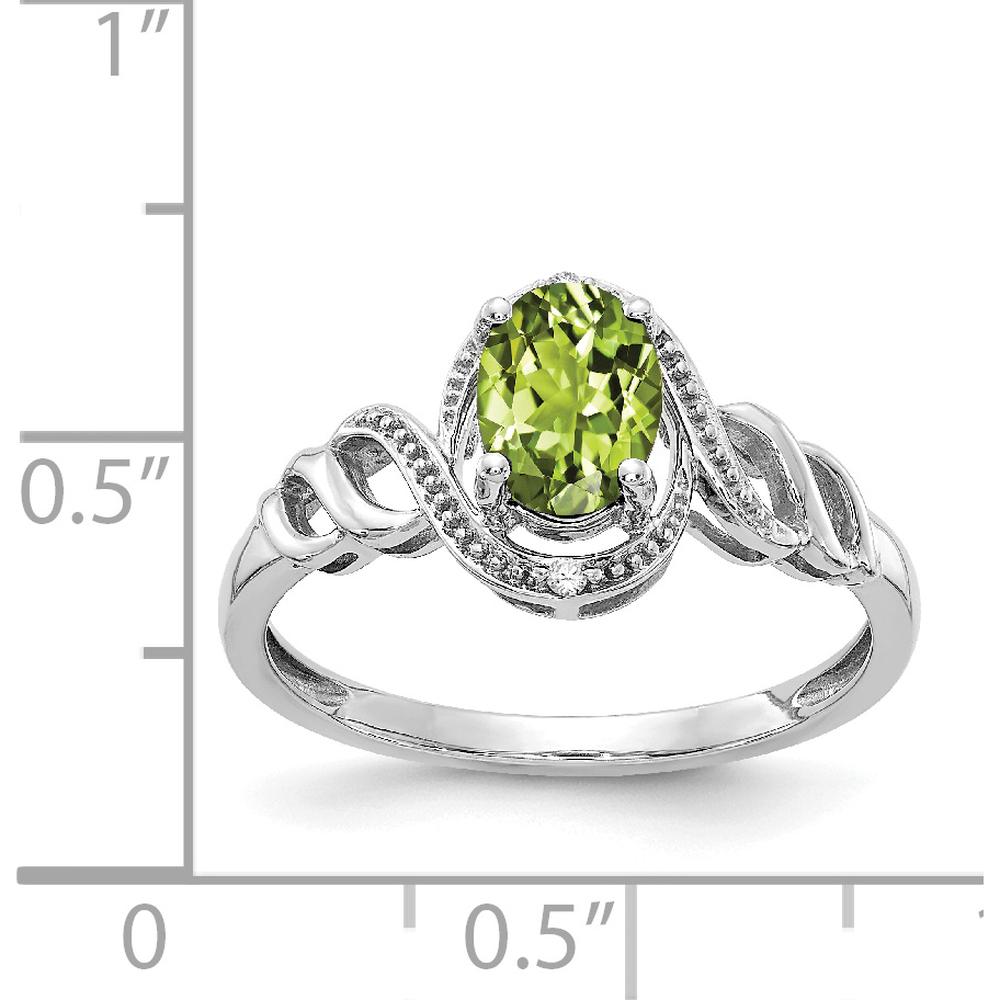 10K White Gold Peridot and Diamond Ring - 0.93 Carat Peridot, 0.02 Carat Total Diamond Weight