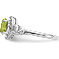 10K White Gold Peridot and Diamond Ring - 0.93 Carat Peridot, 0.02 Carat Total Diamond Weight