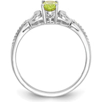 10K White Gold Peridot and Diamond Ring with Oval Peridot - 0.45 Carat Total Weight