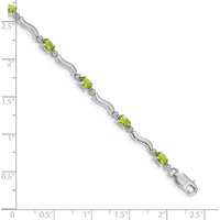 10K White Gold Peridot Bracelet with 9 Oval-Cut Natural Peridots - 0.25 Carats Total Gem Weight by Oro Pregiato