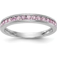 10K White Gold Pink Sapphire Channel Set Band Ring with 17 Round Sapphires - 0.34 Carat Total Sapphire Weight by 0