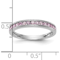 10K White Gold Pink Sapphire Channel Set Band Ring with 17 Round Sapphires - 0.34 Carat Total Sapphire Weight by 0