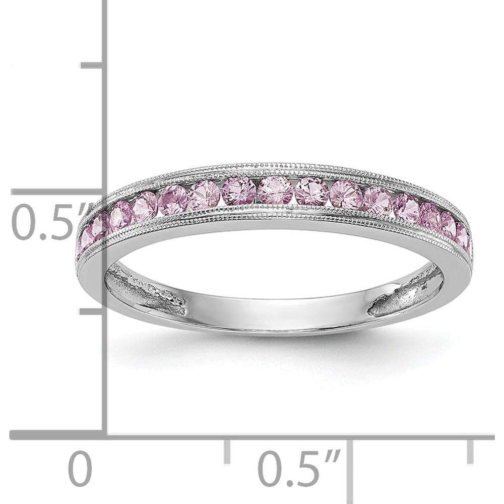 10K White Gold Pink Sapphire Channel Set Band Ring with 17 Round Sapphires - 0.34 Carat Total Sapphire Weight by 0