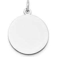 10K White Gold Plain Circular Engravable Disc Charm - 17.75mm