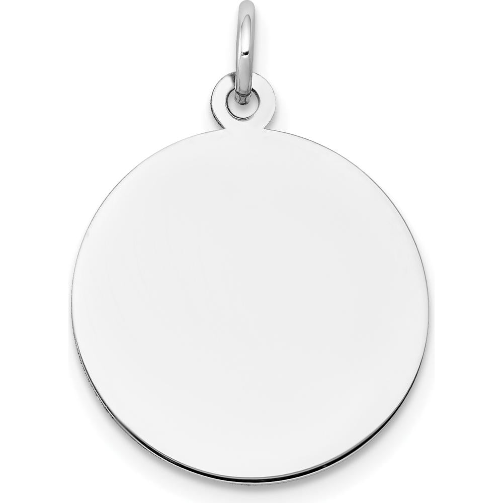 10K White Gold Plain Circular Engravable Disc Charm - 17.75mm